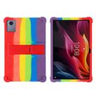 For Lenovo Tab K11 Plus Shockproof Silicone Tablet Protective Case With Holder(Rainbow Color) - 1