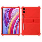 For Xiaomi POCO Pad 5G Shockproof Silicone Tablet Protective Case With Holder(Red) - 1