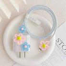 For Apple 18W/20W Flower Shape Charger Protective Case Data Cable Biter(Pink And Blue) - 1