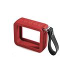 For JBL GO 2 Speaker Silicone Cover with PU Hand Strap Anti-lost Audio Protective Case(Red) - 1