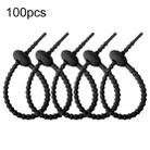 100pcs /Pack Silicone Ties Multi-Use Food Bag Clip Data Cable Winder Organizer 15cm(Black) - 1