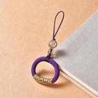 Hand-woven Ancient Style Ring Buckle Mobile Phone Lanyard U Disk Lanyard Car Key Pendant(Purple) - 1