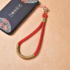 Carved Auspicious Cloud Hand-woven Mobile phone Anti-lost Wrist Lanyard Key Pendant(Red) - 1