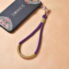 Carved Auspicious Cloud Hand-woven Mobile phone Anti-lost Wrist Lanyard Key Pendant(Purple) - 1