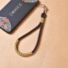 Carved Auspicious Cloud Hand-woven Mobile phone Anti-lost Wrist Lanyard Key Pendant(Dark Brown) - 1