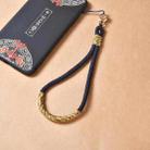 Carved Auspicious Cloud Hand-woven Mobile phone Anti-lost Wrist Lanyard Key Pendant(Dark Blue) - 1