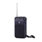 W-209 Mini Portable Rechargeable / Battery Dual-mode Powered Pointer FM Radio with Flashlight(Black) - 1