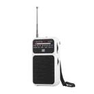 W-209 Mini Portable Rechargeable / Battery Dual-mode Powered Pointer FM Radio with Flashlight(White) - 1