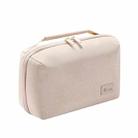 Business Trip Double Layer RPET Digital Cable Storage Bag Bluetooth Earphone Storage Organizer Handbag(Beige) - 1