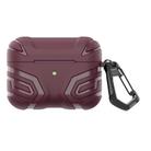 For AirPods Pro 2 Earbuds TPU Cover Case Vanguard Armor Storage Box(Purple Red) - 1