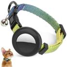 For AirTag Tracker Silicone Case Rainbow Gradient Pet Cat Collar With Bell(Gradient Yellow) - 1