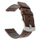 For Huawei / Samsung Gear S3 / S2 Leather Watch Band Universal Quick Release Watch Band, Color: Brown Silver Buckle(20mm) - 1