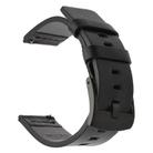 For Huawei / Samsung Gear S3 / S2 Leather Watch Band Universal Quick Release Watch Band, Color: Black Black Buckle(20mm) - 1