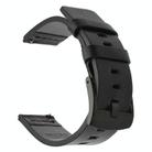 For Huawei / Samsung Gear S3 / S2 Leather Watch Band Universal Quick Release Watch Band, Color: Black Black Buckle(24mm) - 1