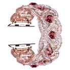 Petaled Metal Diamond Wristband Strap For Apple Watch Series 9 / 8 / 7 / 6 / SE / 5 / 4 / 3, Color: 1202 Rose Gold Red(38/40/41mm) - 1