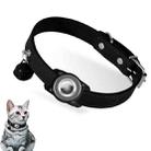 For AirTag Tracker Waterproof Protection Case Pet Leather Collar Anti Lost Cat Locator Collar(Black) - 1