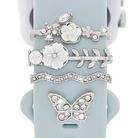 4pcs / Set 22mm Width Smart Watch Silicone Band Decorative Ring Metal Accessories(Silver) - 1