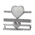 4pcs / Set 21mm Width Smart Watch Silicone Band Heart Decorative Ring Metal Accessories(Silver) - 1