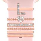 6pcs / Set Smart Watch Silicone Band Decorative Ring Metal Accessories, Size: L(Rose Gold) - 1