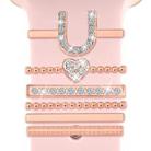 6pcs / Set Smart Watch Silicone Band Decorative Ring Metal Accessories, Size: U(Rose Gold) - 1