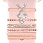 6pcs / Set Smart Watch Silicone Band Decorative Ring Metal Accessories, Size: X(Rose Gold) - 1