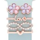 4pcs / Set 22mm Width Smart Watch Silicone Band Decorative Ring Metal Accessories(Flower Rose Gold) - 1