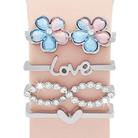4pcs / Set 22mm Width Smart Watch Silicone Band Decorative Ring Metal Accessories(Flower Silver) - 1