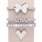 4pcs / Set 22mm Width Smart Watch Silicone Band Decorative Ring Metal Accessories(Love Heart Silver) - 1