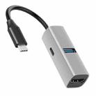 USB3.0+PD+HDMI 3 In 1 Docking Station 4K Projector Adapter(Gray) - 1