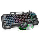 T-WOLF TF600 104-Key Wired Backlit Keyboard and Mouse Combo with Metal Panel & Phone Stand(Black) - 1
