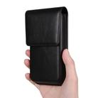 6.1-6.3 Inch Vertical Leather Waist Phone Pouch With Oversized Flap & Belt Loop Design Smartphone Holder(Black) - 2