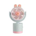 Cartoon Rabbit Desktop Fan USB Charging Handheld Fan Up And Down Adjustable Wind Direction(Light Blue) - 1