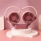 Outdoor Folding Mini Neck Fan Portable USB Rechargeable Summer Gift Fan, Color: Bear Pink Purple - 1