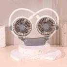 Outdoor Folding Mini Neck Fan Portable USB Rechargeable Summer Gift Fan, Color: Bear Gray White - 1