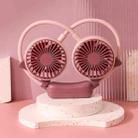Outdoor Folding Mini Neck Fan Portable USB Rechargeable Summer Gift Fan, Color: Cat Ears Pink Purple - 1