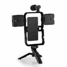 Smartphone Cage Stabilizer with Microphone & LED Fill Light - Anti-Shake Handheld Gimbal for Vlogging - 3