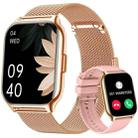 Blood Oxygen / Sleep / Heart Rate Health Monitoring Smart Watch Square Sports Double Strap Watch(Gold Steel+Silicone Pink) - 1