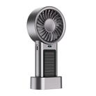 Solar Powered Handheld & Desk Fan with 5-Speed Turbo 12 Blades USB Type-C Fast Charging(Metallic) - 1
