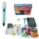 Hand-held 3D Printing Pen Kit with 20 Colors PLA Filament, Drawing Pad, Base, Scissors, Finger Guards, Art Book & Accessories US Plug(Blue) - 1