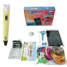 Hand-held 3D Printing Pen Kit with 20 Colors PLA Filament, Drawing Pad, Base, Scissors, Finger Guards, Art Book & Accessories EU Plug(Yellow) - 1
