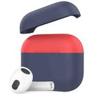 For AirPods 3 AhaStyle PT147-2 Dual-cap Split Silicone Protective Case(Dark Blue+Red) - 1