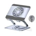 360 Rotating Laptop Stand Foldable Metal Desk Holder For 17.3 Inch Laptops Tablets With Magnetic Cooling Fan Silver - 1