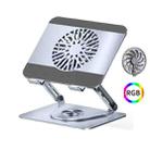 360 Rotating Laptop Stand Foldable Metal Desk Holder For 17.3 Inch Laptops Tablets With RGB Cooling Fan Silver - 1