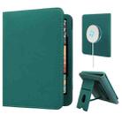 For Kindle Paperwhite 12th Gen 2024/ 11th Gen 2021 Leather Case Supports Magnetic Wireless Charging, Foldable Stand, Auto Sleep/Wake(Ink Green) - 1
