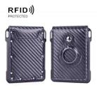 Cowhide Metal Wallet Credit Card Bag For AirTag Slot RFID Anti Theft Badge Card Holder(Carbon Fiber Black) - 1