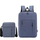 Men Travel Portable Backpacks + Shoulder Bags Set Student School Bag Waterproof Computer Bag(Blue) - 1