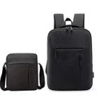 Men Travel Portable Backpacks + Shoulder Bags Set Student School Bag Waterproof Computer Bag(Black) - 1