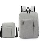 Men Travel Portable Backpacks + Shoulder Bags Set Student School Bag Waterproof Computer Bag(Gray) - 1