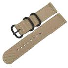 Washable Nylon Canvas Watchband, Band Width:18mm(Khaki with Black Ring Buckle) - 2