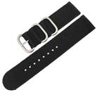 Washable Nylon Canvas Watchband, Band Width:18mm(Black with Silver Ring Buckle) - 2